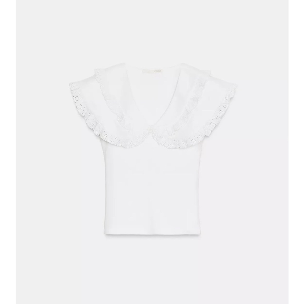 Zara White Ruffled Blouse